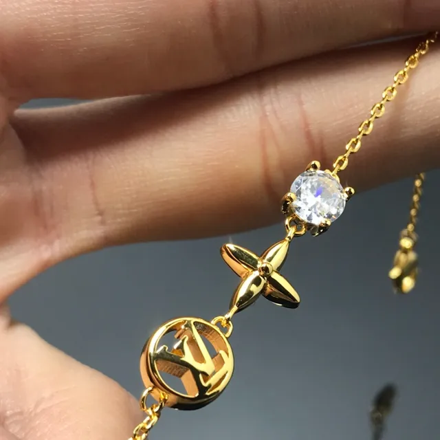 Louis Vuitton LV Flor Dorado Cristal Pulsera 3