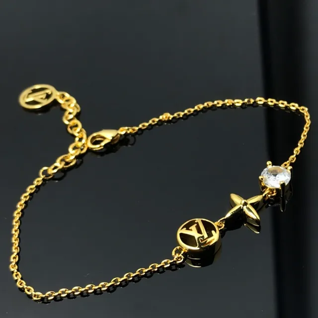 Louis Vuitton LV Flor Dorado Cristal Pulsera 4