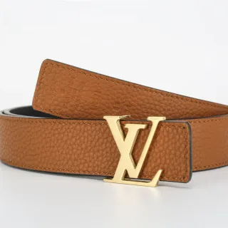 Louis Vuitton LV Initiales Brown Pebbled Leather Belt