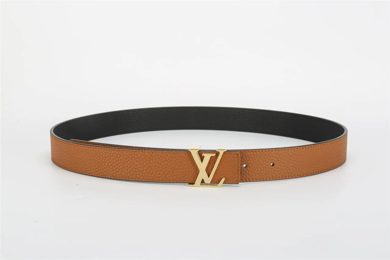 Louis Vuitton LV Initiales حزام جلد بني بحبيبات 7