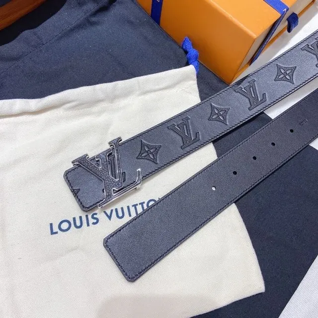 Louis Vuitton LV Initiales Embossed Monogram Black Leather Belt 2