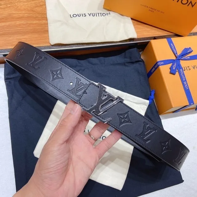 Louis Vuitton LV Initiales Embossed Monogram Black Leather Belt 5