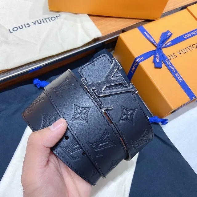 Louis Vuitton LV Initiales Embossed Monogram Black Leather Belt 7