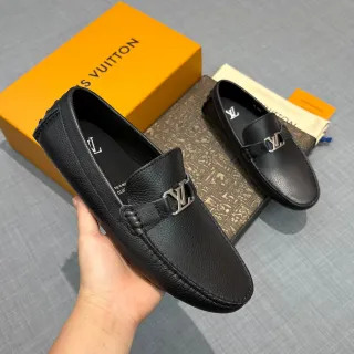 Louis Vuitton LV حذاء ليفر أسود متعرج جلد
