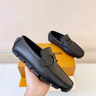Louis Vuitton LV Moc Loafer কালো টেক্সচার্ড লেদার লোয়ার্ফার