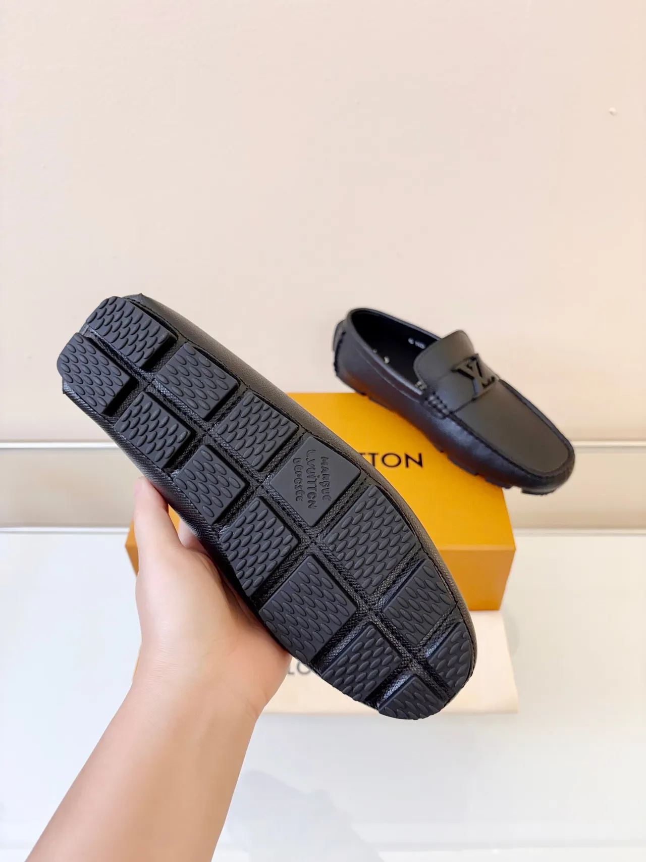 Louis Vuitton LV Moc Loafer Black Textured Leather Loafers 5