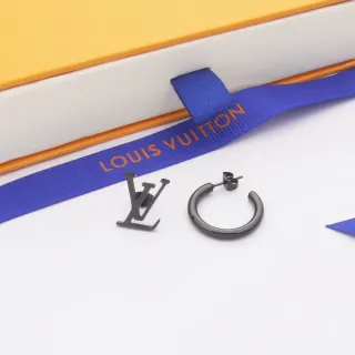 Brincos Louis Vuitton LV Monogram Hoop Matte Black