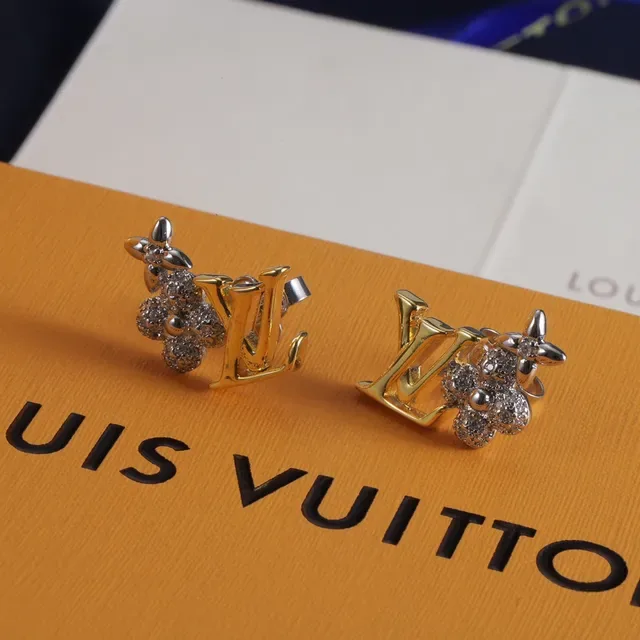 Louis Vuitton LV Monogram Crystal Floral Stud Earrings 2