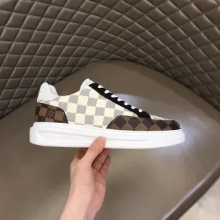 Louis Vuitton LV Trainer Beige Brown Damier Check sola de plataforma superior tênis lifestyle