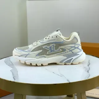 Louis Vuitton LV Trainer Beige Gray Suela Gruesa Malla Y Capa Sintética Zapatillas Lifestyle