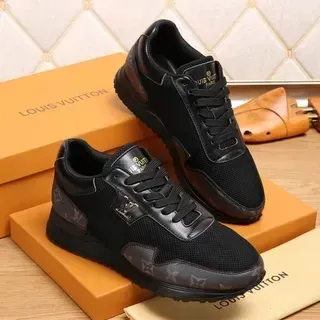 路易威登 LV Trainer 黑色金色网布和皮革混合鞋面印花侧面板生活方式运动鞋