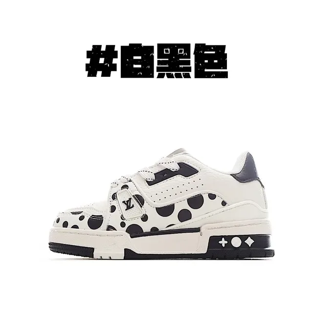 Louis Vuitton LV Trainer Black White Layered Mesh-Suede Upper Monogram Plaque Strap Lifestyle Sneakers 8