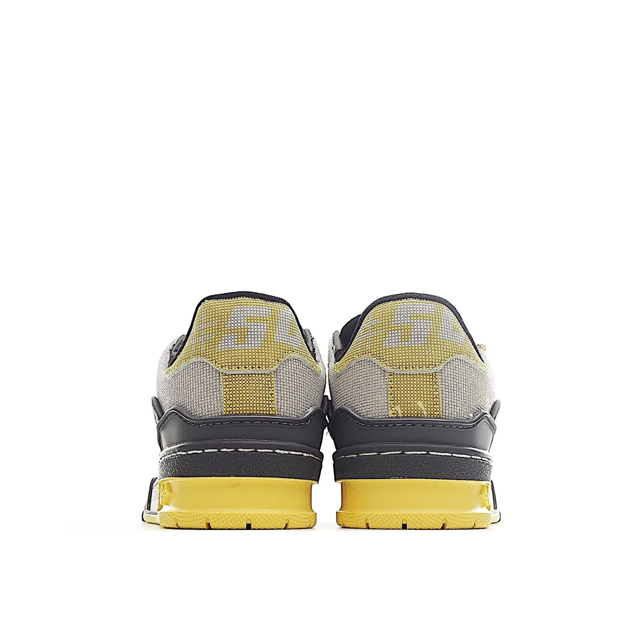 Louis Vuitton LV Trainer Black White Layered Mesh-Suede Upper Monogram Plaque Strap Lifestyle Sneakers 14
