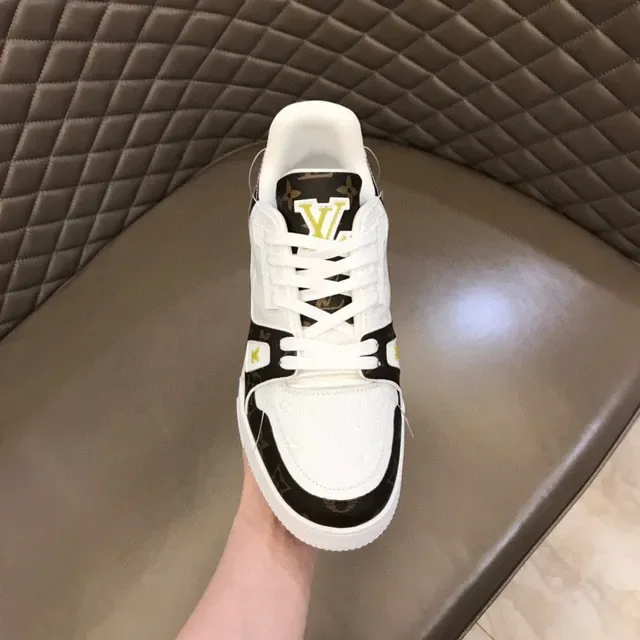 Louis Vuitton LV Trainer Brown White Monogram Canvas Leather Panels Lifestyle Sneakers 4