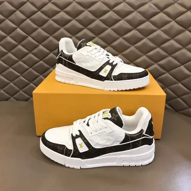 Louis Vuitton LV Trainer Brown White Monogram Canvas Leather Panels Lifestyle Sneakers 6