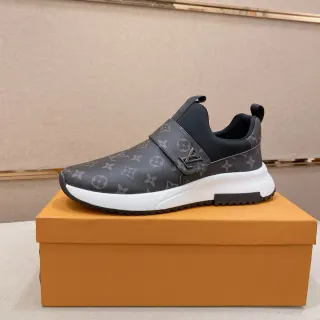 Louis Vuitton LV Trainer Gris Blanco Monograma Lona Slip-On Lifestyle Sneakers