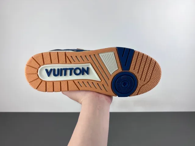 Louis Vuitton LV Trainer Navy Beige Denim Upper Monogram Print Lifestyle Tênis 9