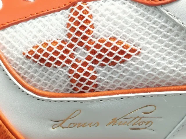 Louis Vuitton LV Trainer Zapatillas Lifestyle Naranja y Blanco Low-Top de Capas Textil-Cuero-Malla 3
