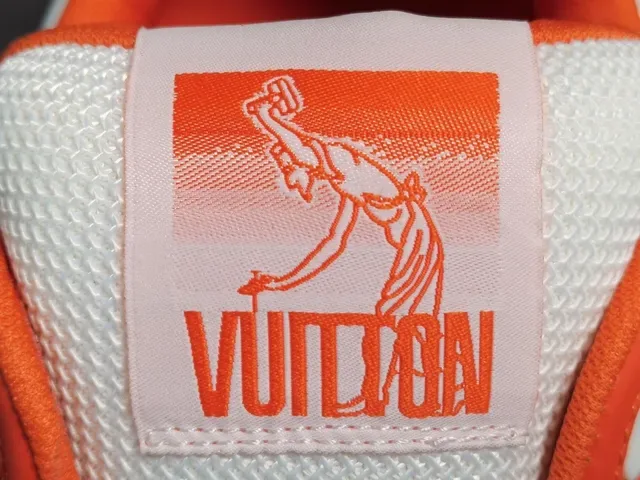 Louis Vuitton LV Trainer Zapatillas Lifestyle Naranja y Blanco Low-Top de Capas Textil-Cuero-Malla 8