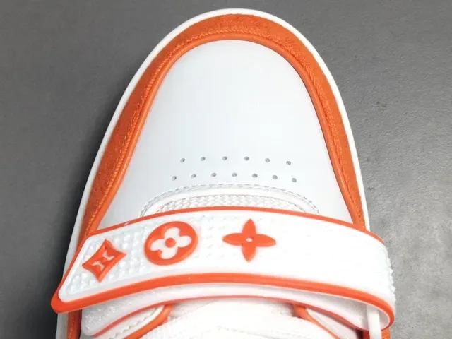 Louis Vuitton LV Trainer Zapatillas Lifestyle Naranja y Blanco Low-Top de Capas Textil-Cuero-Malla 9