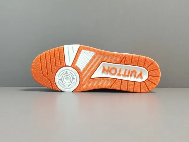 Louis Vuitton LV Trainer Zapatillas Lifestyle Naranja y Blanco Low-Top de Capas Textil-Cuero-Malla 13