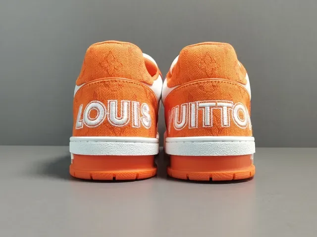 Louis Vuitton LV Trainer Zapatillas Lifestyle Naranja y Blanco Low-Top de Capas Textil-Cuero-Malla 14
