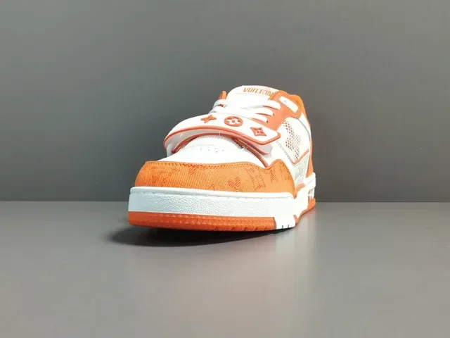 Louis Vuitton LV Trainer Zapatillas Lifestyle Naranja y Blanco Low-Top de Capas Textil-Cuero-Malla 16