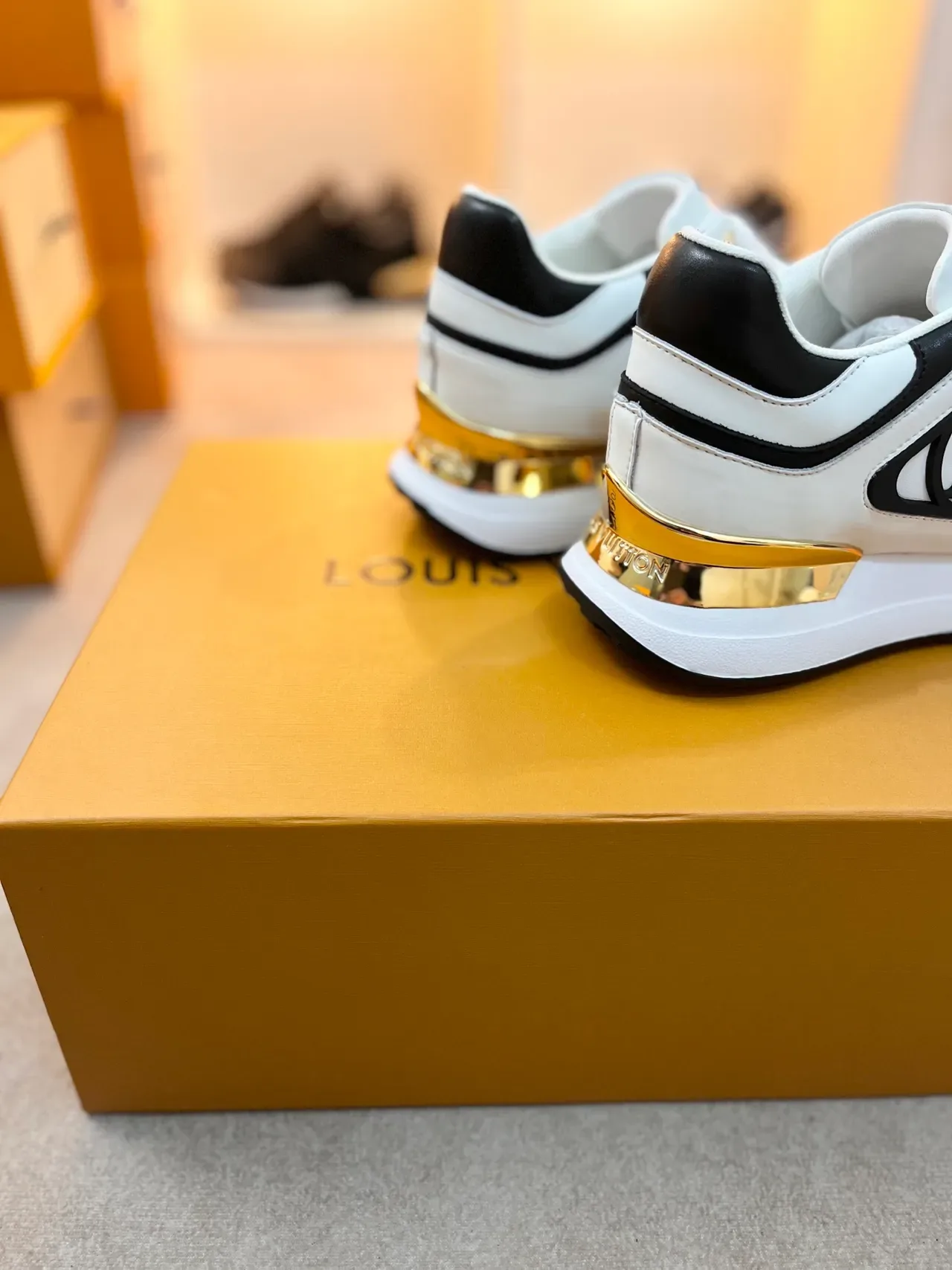 Louis Vuitton LV Trainer Tênis Lifestyle Branco e Preto Couro Superior com Tubo Contraste 2