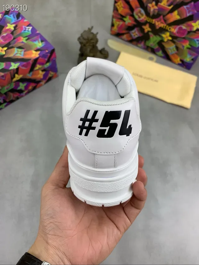 Louis Vuitton LV Trainer Blanc Noir Monogram-Print Cuir Basse à lacets Lifestyle Sneakers 2