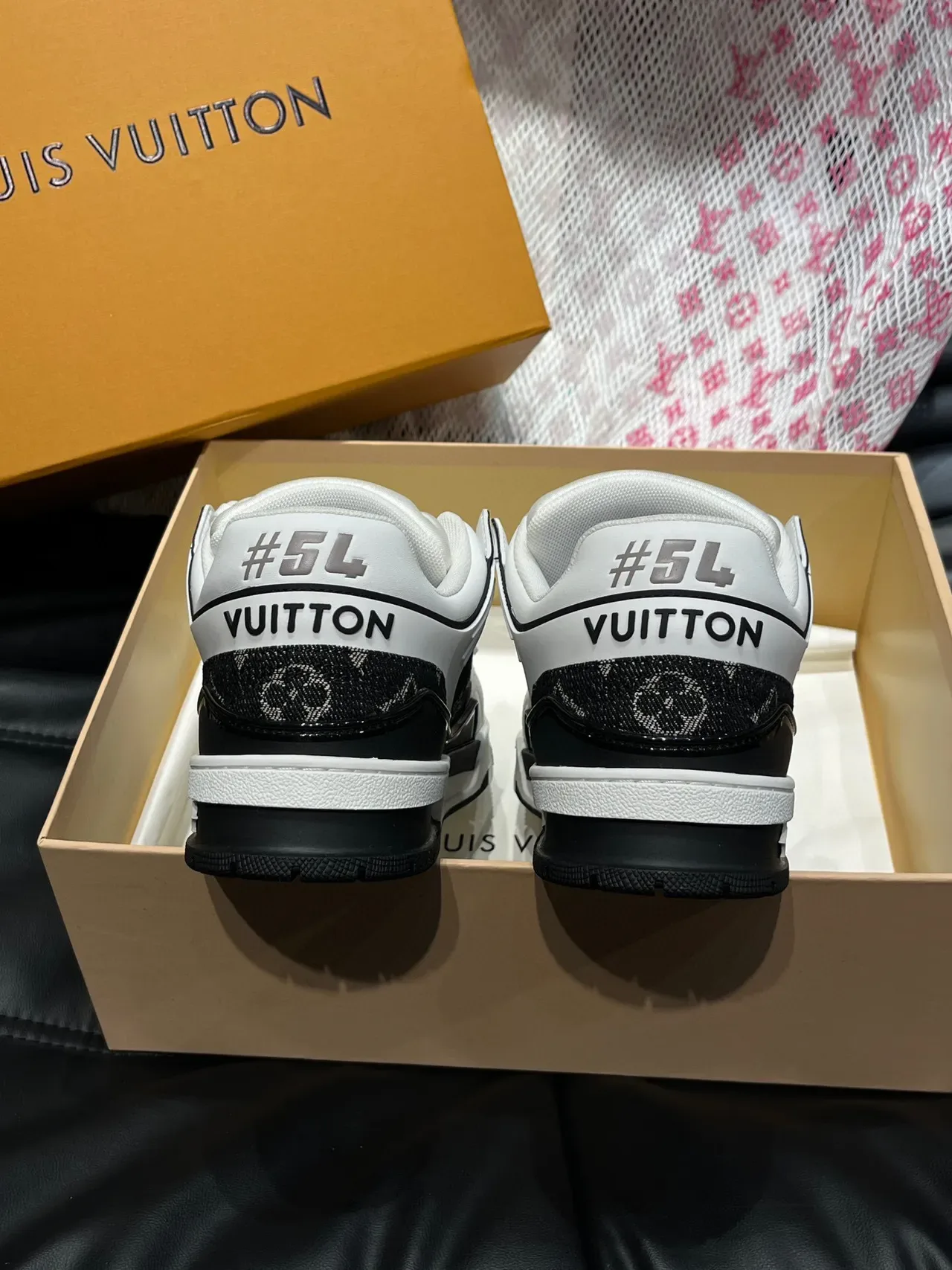 Louis Vuitton LV Trainer White Black Monogrammed Side Panels Perforated Toe Cap Lifestyle Sneakers 6
