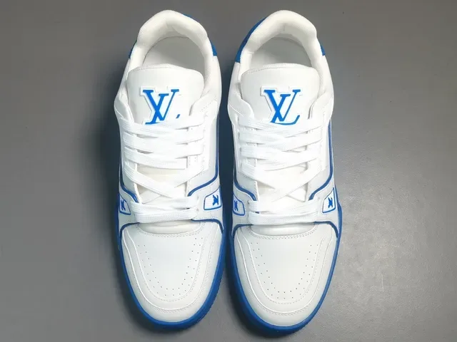 Louis Vuitton LV Trainer White Blue Low-Top Leather Upper Lifestyle Sneakers 16