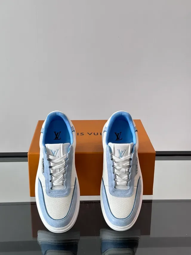 Louis Vuitton LV Trainer أحذية رياضية أسلوب حياة بيضاء زرقاء شبكة مثقوبة أعلى طبقات سويدي 4