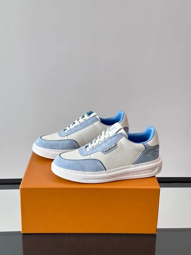 Louis Vuitton LV Trainer أحذية رياضية أسلوب حياة بيضاء زرقاء شبكة مثقوبة أعلى طبقات سويدي 5