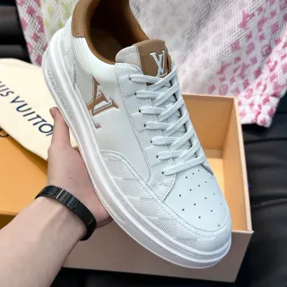 Louis Vuitton LV Trainer Blancas y Marrones Zapatillas Low Top Suela Plataforma Lifestyle