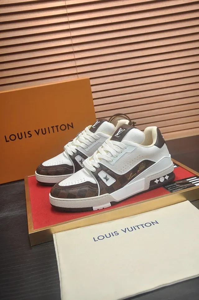 Louis Vuitton LV Trainer White Brown Monogram Canvas Leather Lifestyle Sneakers 4