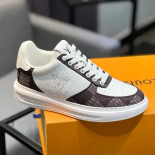 Louis Vuitton LV Trainer Branco Marrom Couro Perfurado Têxtil Monogrammado Tênis Lifestyle