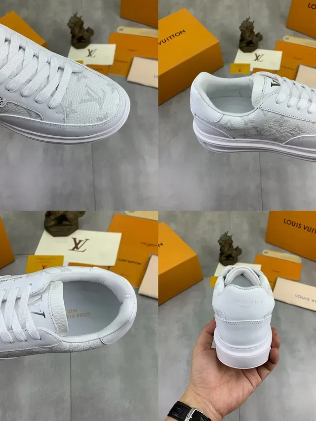 Louis Vuitton LV Trainer White Gray Monogram-Print Leather Low-Top Lifestyle Sneakers 2