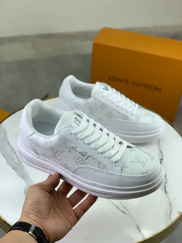 Louis Vuitton LV Trainer White Gray Monogram-Print Leather Low-Top Lifestyle Sneakers 4