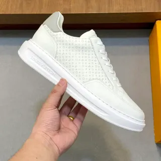 Louis Vuitton LV Trainer Blancas Monogram-Print Cuero Suela Gruesa de Capas Zapatillas Lifestyle