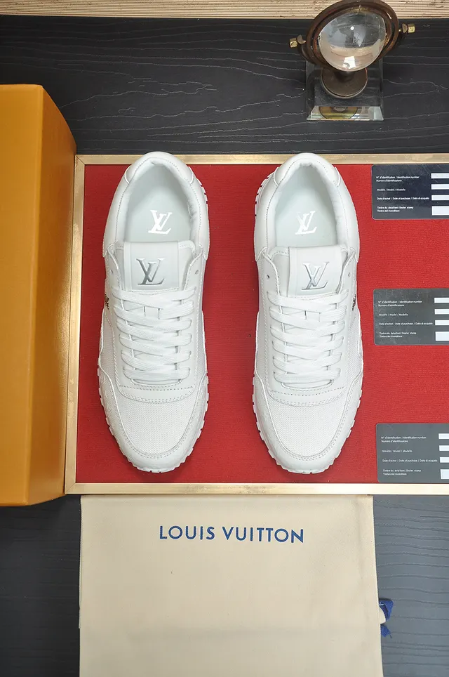 Louis Vuitton LV Trainer White Monogrammed Textile Upper Padded Collar Lifestyle Sneakers 5
