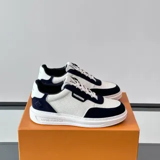 Louis Vuitton LV Trainer Blanco Marino Malla Perforada Forros de Ante Zapatillas Lifestyle