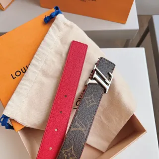 Louis Vuitton LV Twist Reversible Red and Monogram Eclipse Leather Belt