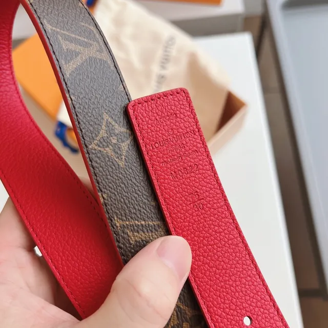 Louis Vuitton LV Twist Reversible Red and Monogram Eclipse Leather Belt 3
