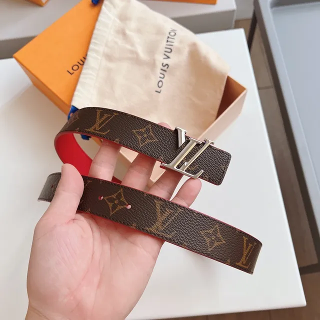 Louis Vuitton LV Twist Reversible Red and Monogram Eclipse Leather Belt 4