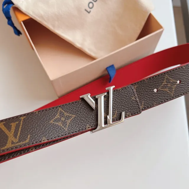 Louis Vuitton LV Twist Reversible Red and Monogram Eclipse Leather Belt 7