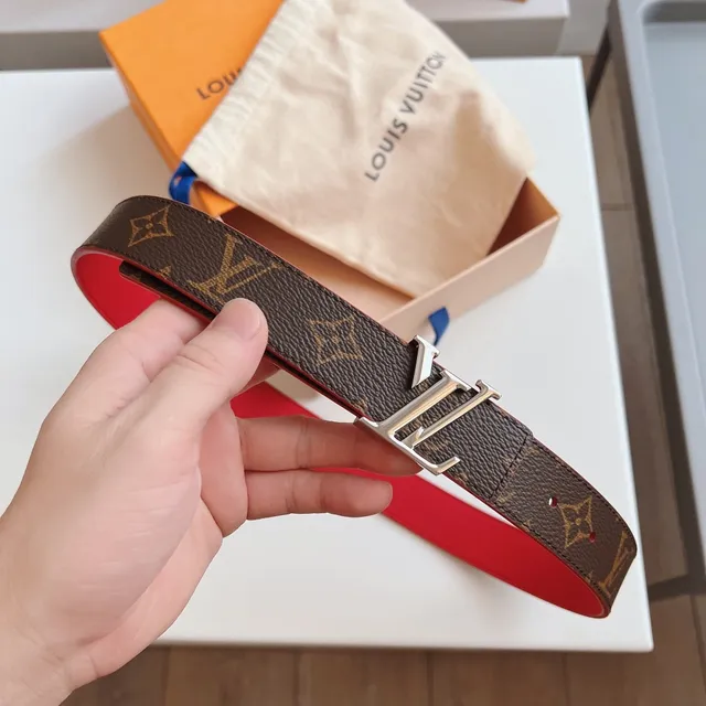 Louis Vuitton LV Twist Reversible Red and Monogram Eclipse Leather Belt 8