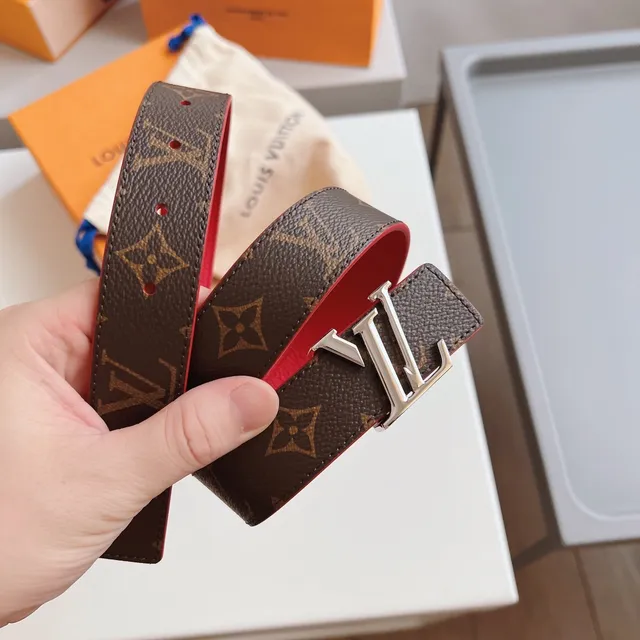 Louis Vuitton LV Twist Reversible Red and Monogram Eclipse Leather Belt 9