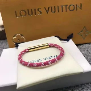 Louis Vuitton Pulsera Monogram Oro Rosa Trenzada Cordón Monogram Fermoir Cilíndrico
