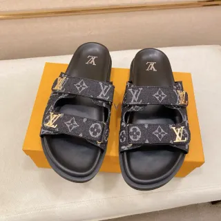 Louis Vuitton Monogram Canvas Sandalias Deslizantes de Correa Doble