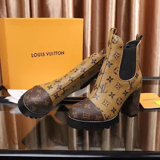 Louis Vuitton Monogram Contrast-Panel चंकी प्लेटफॉर्म एंक्ल बूट